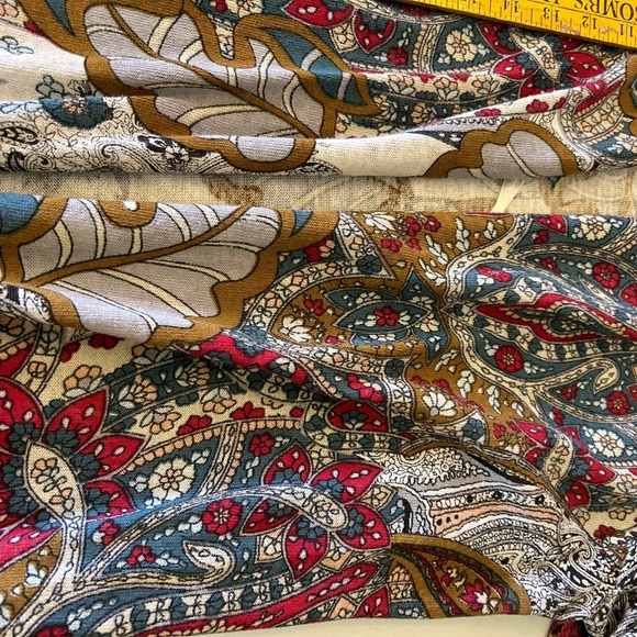 Chico’s Paisley Off White Cotton Acrylic Open MIDI Cardigan size 2 - Picture 9 of 10